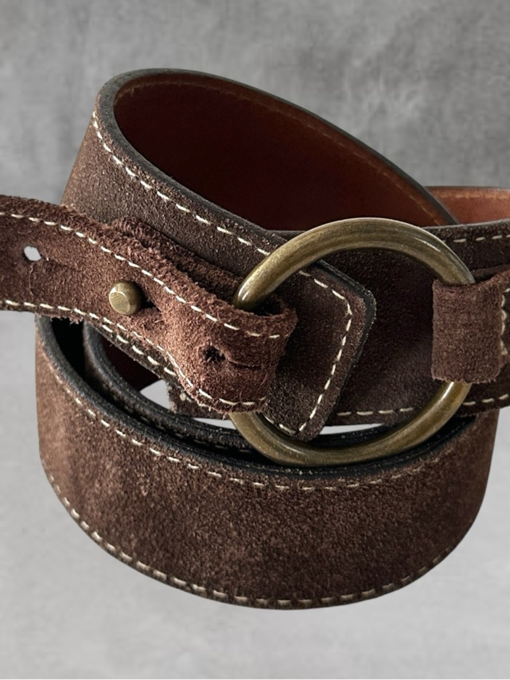 VINTAGE SUEDE BROWN LEATHER GAP BELT MADE IN ENGLAND MEDIUM